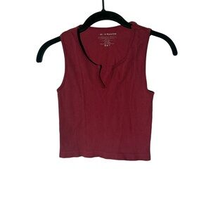Bella Seamless Ribbed Crop Tank Top Burgundy Red Size Large